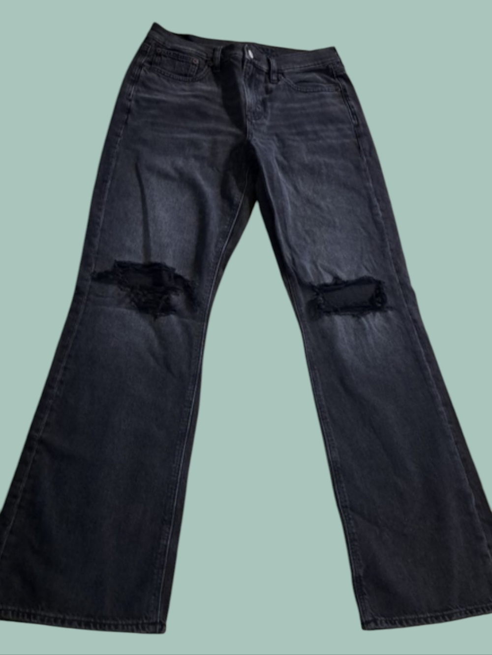 American Eagle Rocker Black Bootcut Distressed Jeans Women's Size 8 NWOT